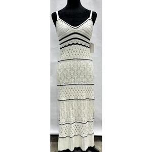 NWT Sweet Republic Black & Cream Sz XL Crochet Dress Sleeveless Boho Festival